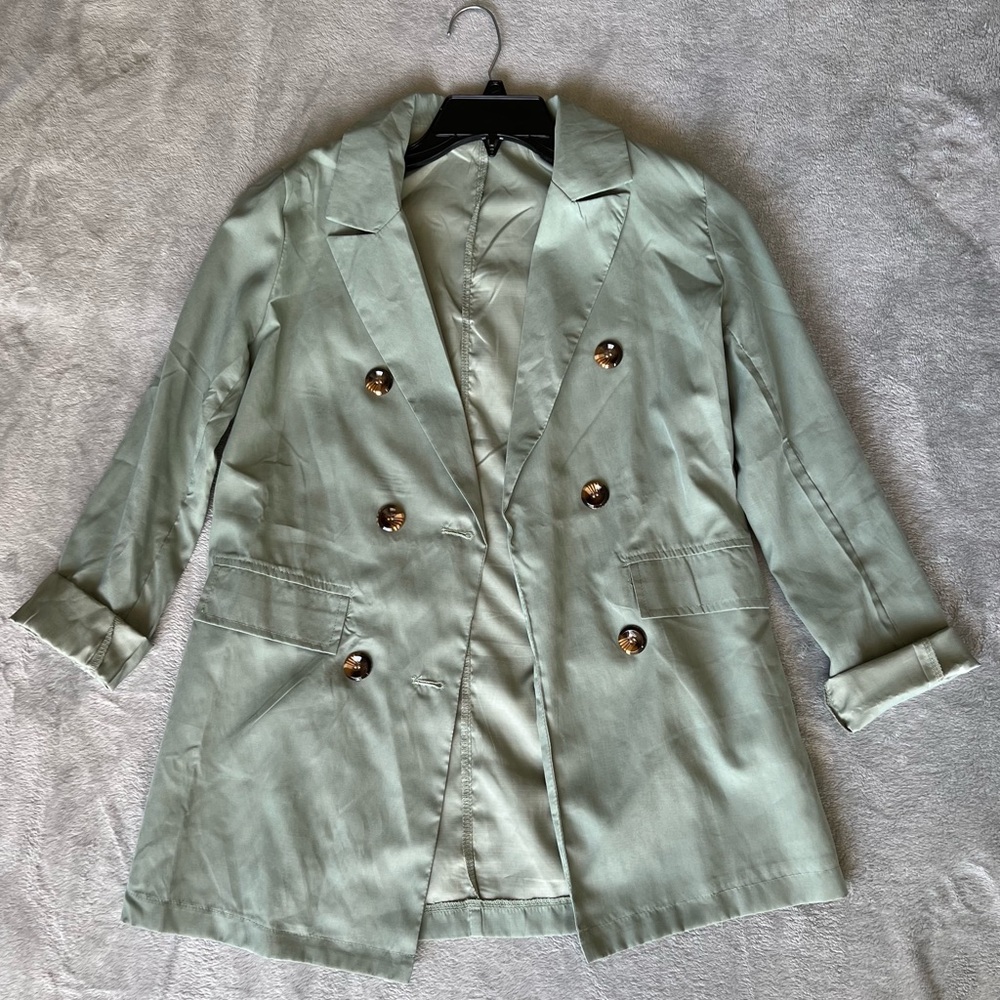 SHEIN Mint Button Blazer